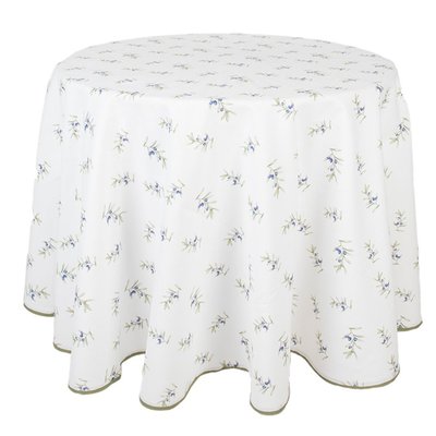 Nappe ronde 100% coton blanc olives 170cm WADIGA