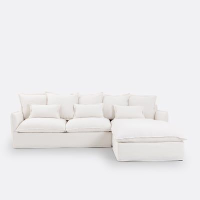 Canapé d’angle convertible, 4 places, Comfort Bultex®, déhoussable, en lin, ODNA LA REDOUTE INTERIEURS