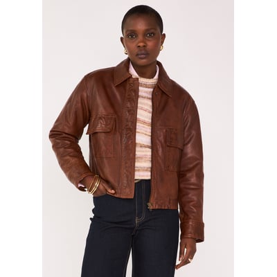 Veste En Cuir Véritable Camel Taille M - Marque M&M - Occasion Très Bon état