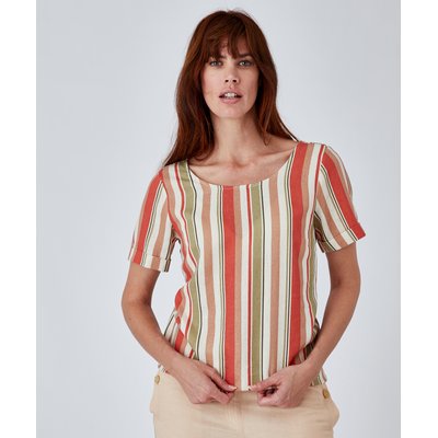 Blouse mélange lin fleurie et rayée DAMART