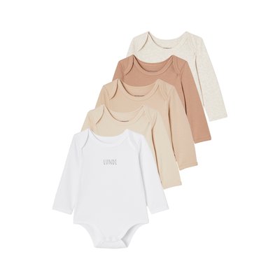Lot 5 bodies manches longues BASICS emmanchures US en coton bio VERTBAUDET