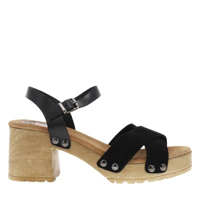 Sandales cuir nubuck talon bloc PORRONET