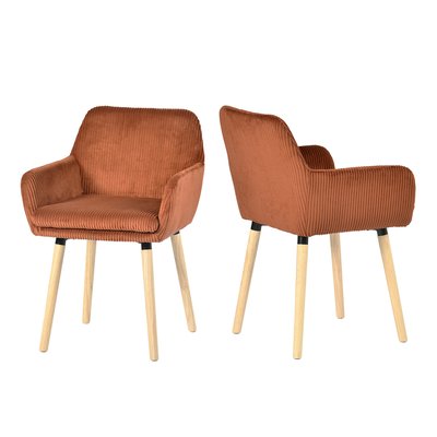 Lot de 2 chaises de salle à manger velours côtelé scandinave, ELIA MEUBLES COSY