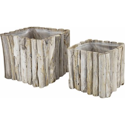 cache pot carré bois naturel intérieur plastifié élégant RECOLLECTION