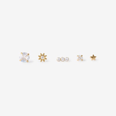 Set de 5 piercings nez en acier inoxydable et strass de zircon BALABOOSTE
