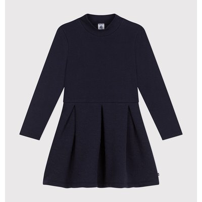Cotton Dual Fabric Dress with Long Sleeves PETIT BATEAU
