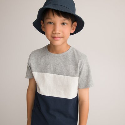 Colour Block Cotton T-Shirt with Crew Neck, 3-14 Years LA REDOUTE COLLECTIONS