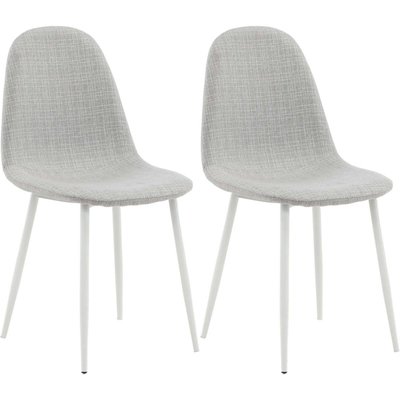 Chaise en tissu avec pieds en acier Polar (Lot de 2) Gris clair et blanc VENTURE HOME