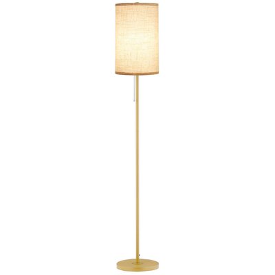 Lampadaire design néo-rétro acier doré abat-jour lin crème HOMCOM