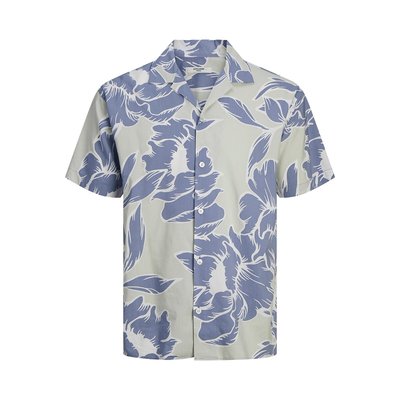 Printed Cotton Mix Shirt with Short Sleeves JACK & JONES
