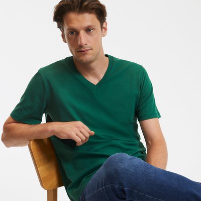 T-shirt com decote em V, mangas curtas LA REDOUTE COLLECTIONS