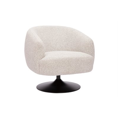 Fauteuil pivotant en tissu effet bouclette beige et métal noir BOWIE MILIBOO