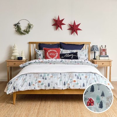 Brushed Winter Scene 100% Cotton Duvet Cover and Pillowcase Set BIANCA FINE LINENS