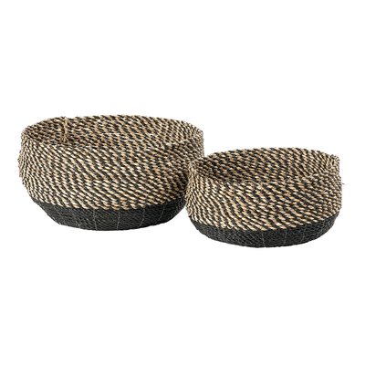Set of 2 Natural & Black Seagrass Baskets SO'HOME