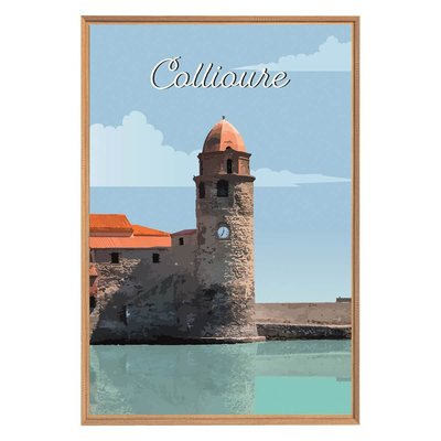 Tableau Mural Illustration Clocher De Collioure ARCHITECTURE CEANOTHE