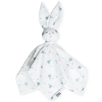 Doudou plat lapin en gaze de coton BLEUET SEVIRA KIDS