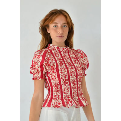 Blouse smockée fleurie manches courtes CHÍA MINDTRAVELER