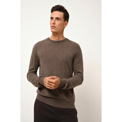 Pull Col Rond Taupe Chiné Howard JUST CASHMERE