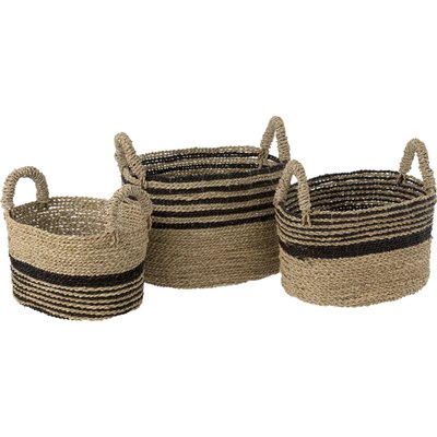 Panier rangement en raphia naturel et  avec anses élégantes RECOLLECTION