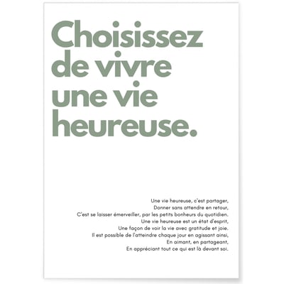 Affiche Choisissez de vivre L'AFFICHERIE