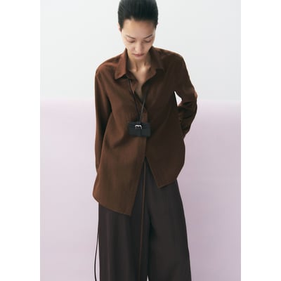 Blouse Femme Mango Taille 42 - En Coton, Noire, Occasion Très Bon état