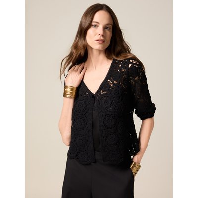 Cardigan en FIL mélangé coton à motif crochet OLTRE