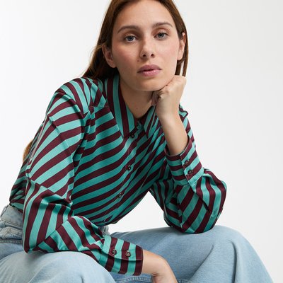 Chemise satinée à rayures, manches longues LA REDOUTE COLLECTIONS