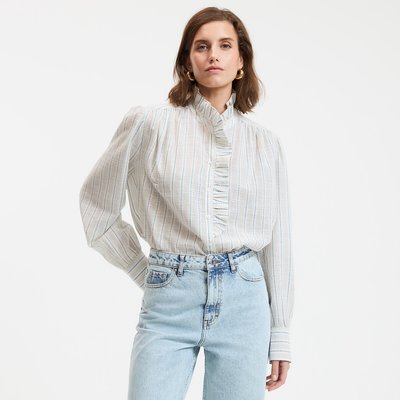 Camisa a rayas con cuello victoriano, Signature CHARLENE LA REDOUTE COLLECTIONS