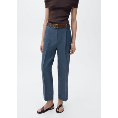 Pantalon droit lin à pinces MANGO
