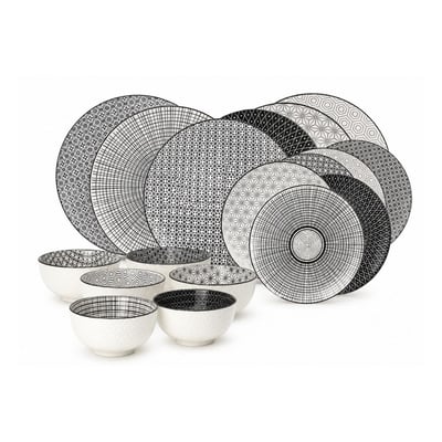 Service d'assiettes et bols 18 pièces, KOMAE ARTIME