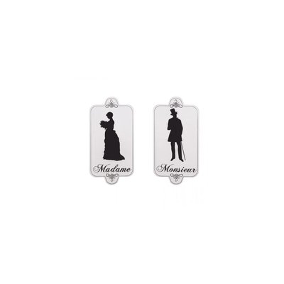 Signalétique Porte Toilettes en Métal Noir et Blanc Homme Femme- 33cm WADIGA
