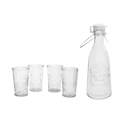 Vintage Style Clear Bottle & Glasses Set SO'HOME