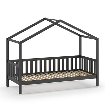 Lit enfant cabane avec barrières en bois 90x200cm - ALAPI DRAWER