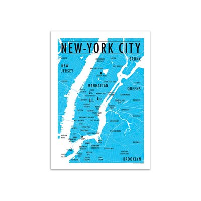 Affiche d’art 50 x 70 cm - Carte New-York City - Olivier Bourdereau WALL EDITIONS