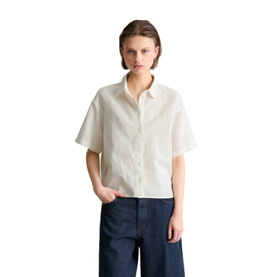 Blouse à manches courtes relaxed en mélange de lin et de coton MARC O’POLO DENIM