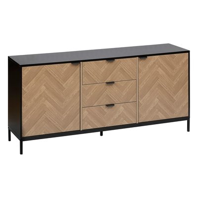Buffet 2 portes et 3 tiroirs en bois et métal CHEVRONS ATMOSPHERA