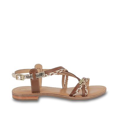 Sandales plates en cuir à brides tressées HOMONGO LES TROPEZIENNES PAR M BELARBI