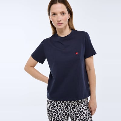 T-shirt col rond broderie coeur MONOPRIX