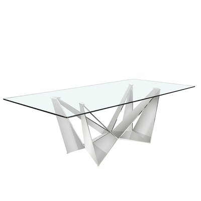 Table à manger en verre trempé et acier ANGEL CERDA
