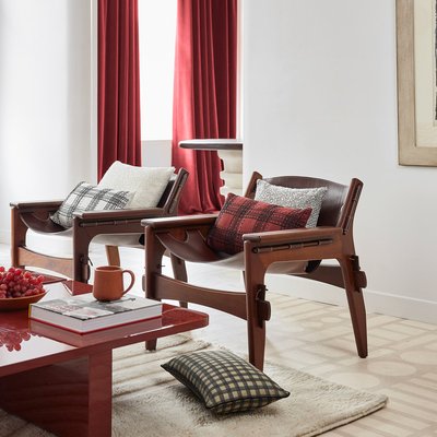 Rideau Dario Tamisant en Velours uni et point de bourdon noir Bleu 140x340 cm MADURA