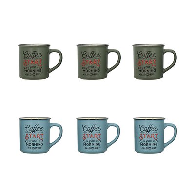 Lot de 6 mugs assortis en grès 42cl, COFFEE START NOVASTYL
