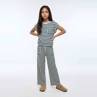 Pantalon large rayé en coton MONOPRIX