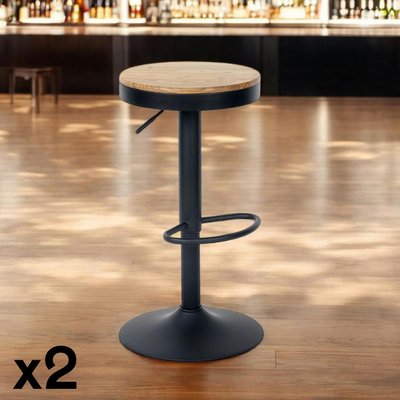 Tabouret de bar réglable métal noir (lot de 2) LEEDS PIER IMPORT