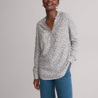 Floral V-Neck Blouse with Long Sleeves ANNE WEYBURN