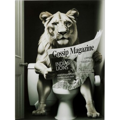Tableau en verre lionne journal 60x80cm KARE DESIGN