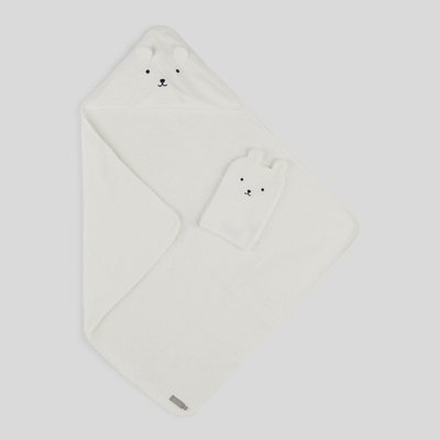 Coffret cape de bain et gant de toilette brodés en coton BIO BOUT'CHOU