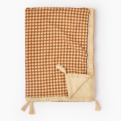 Fouta doublée imprimé, 100x180cm. Extérieur en coton issu de l'agriculture biologique, doublure en éponge MONOPRIX