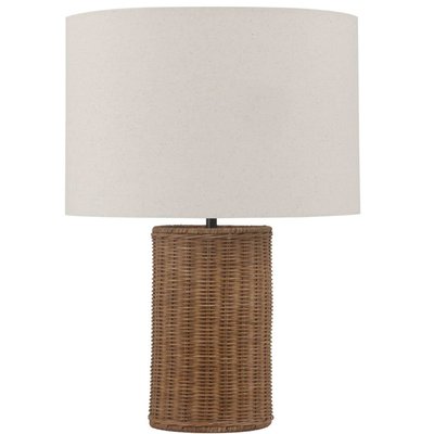 Lampe à poser en rotin tressé et abat-jour lin beige 39x39x55cm WADIGA