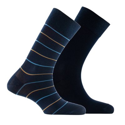 Lot de 2 paires de chaussettes fil d'écosse rayées MADE IN FRANCE KINDY