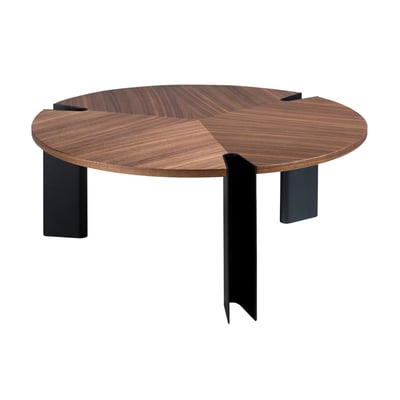Table basse ronde en noyer et acier noir ANGEL CERDA